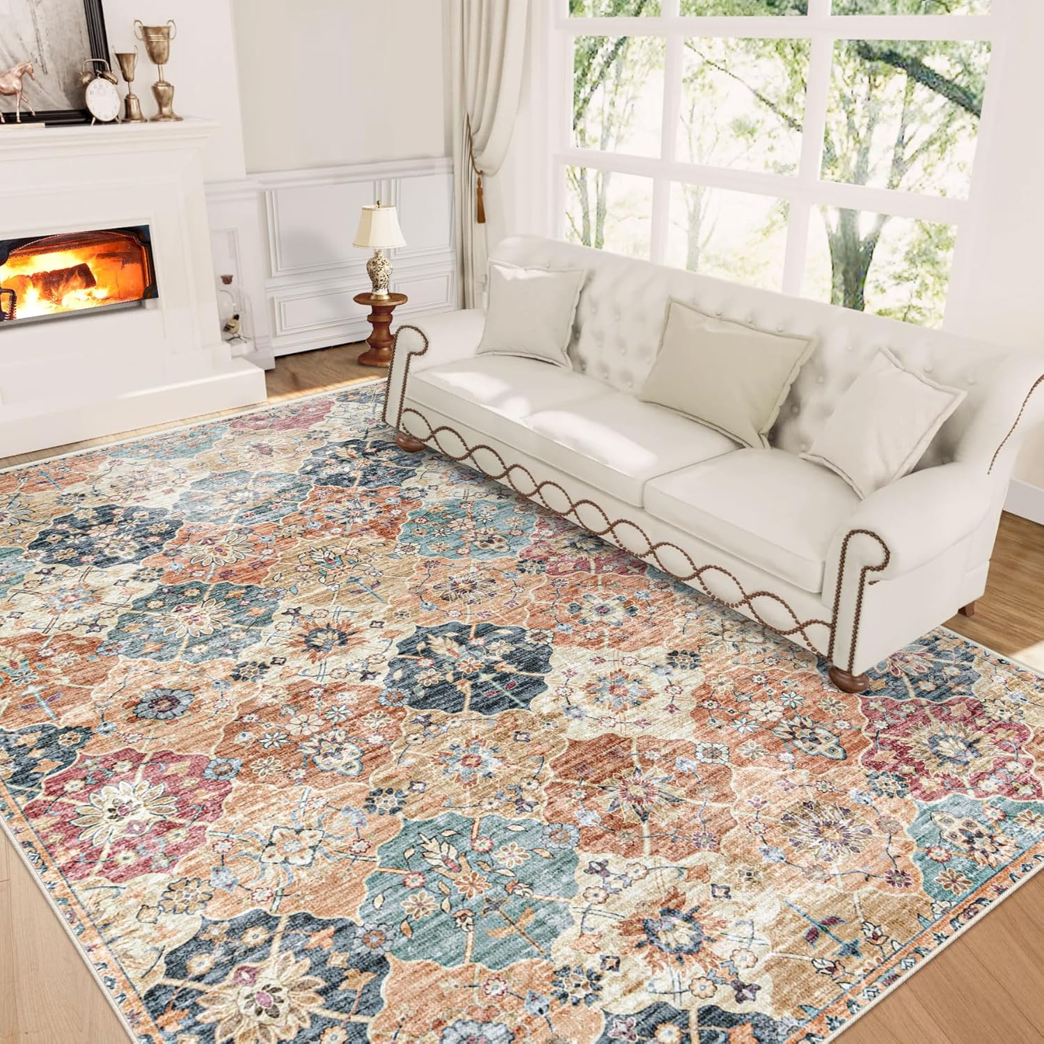 6x9 Area Rugs for Living Room: Vintage Washable Non-Slip Carpet