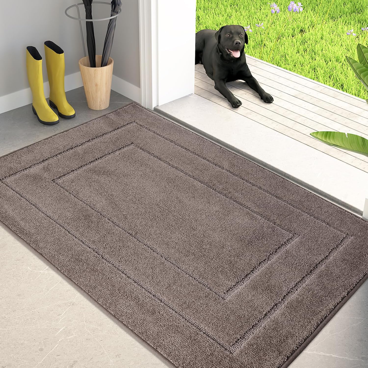 PURRUGS Dirt Trapping Door Mat for Muddy Wet Shoes and Paws