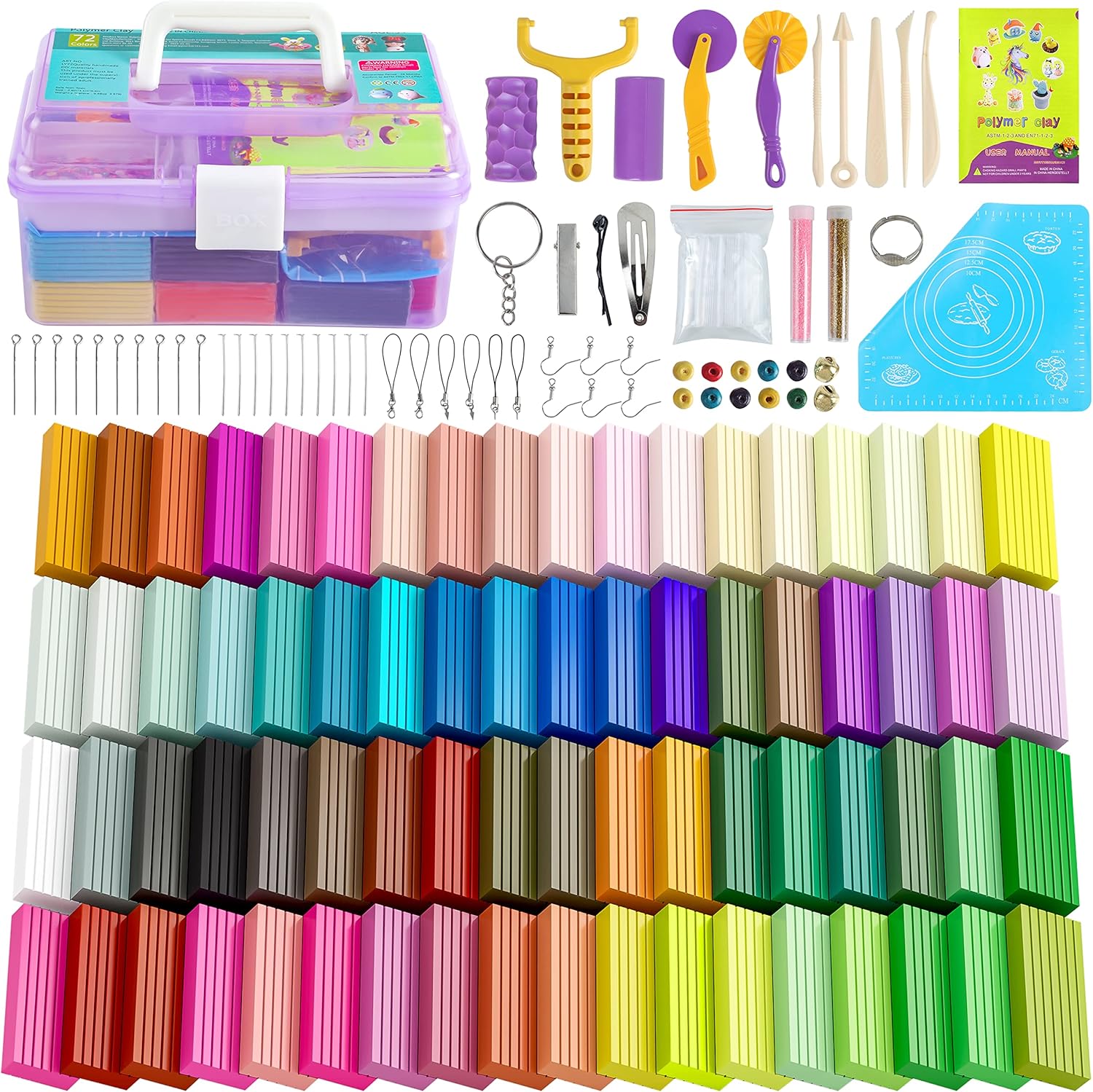 Polymer Clay 72 Colors Set with Tools for Creative Fun