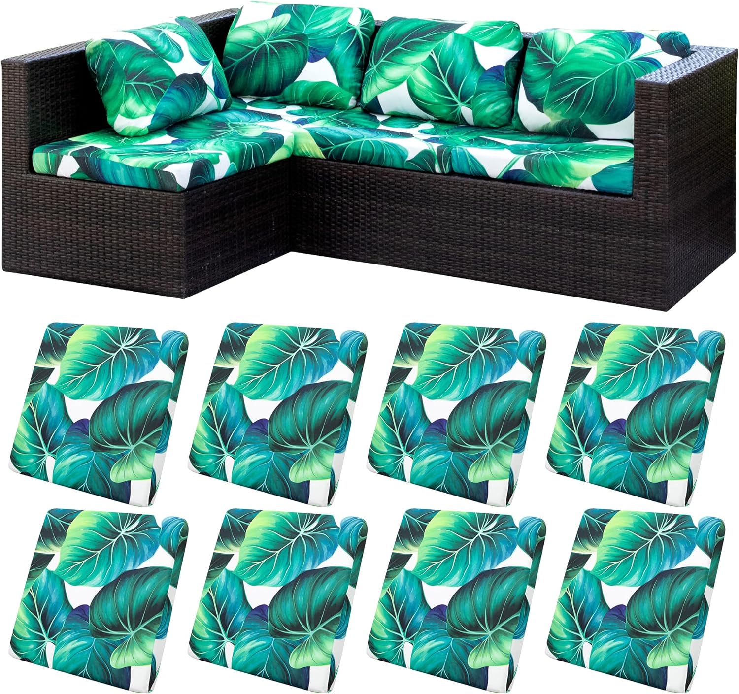 8 Pcs Stretch Patio Cushion Covers for Outdoor Furniture Protection