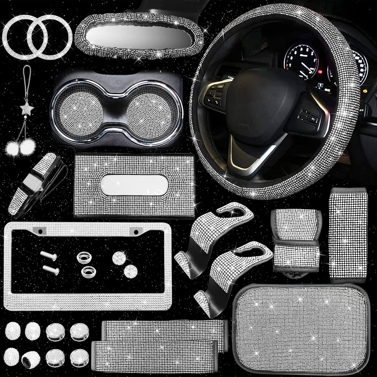 25PCS Bling Car Parts Set for Stylish Vehicle Accessories
