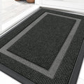 Front Door Mat 36x24 Black - Waterproof All-Season Doormat
