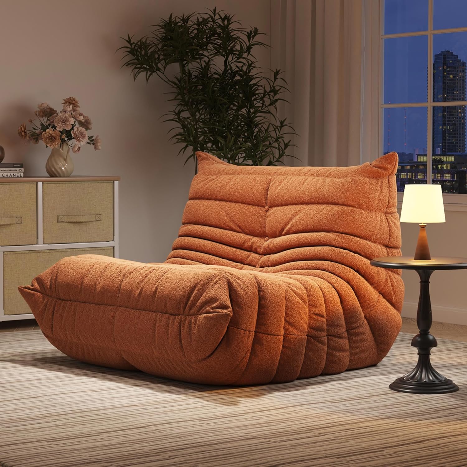 Cozy Memory Foam Bean Bag Chair - Orange