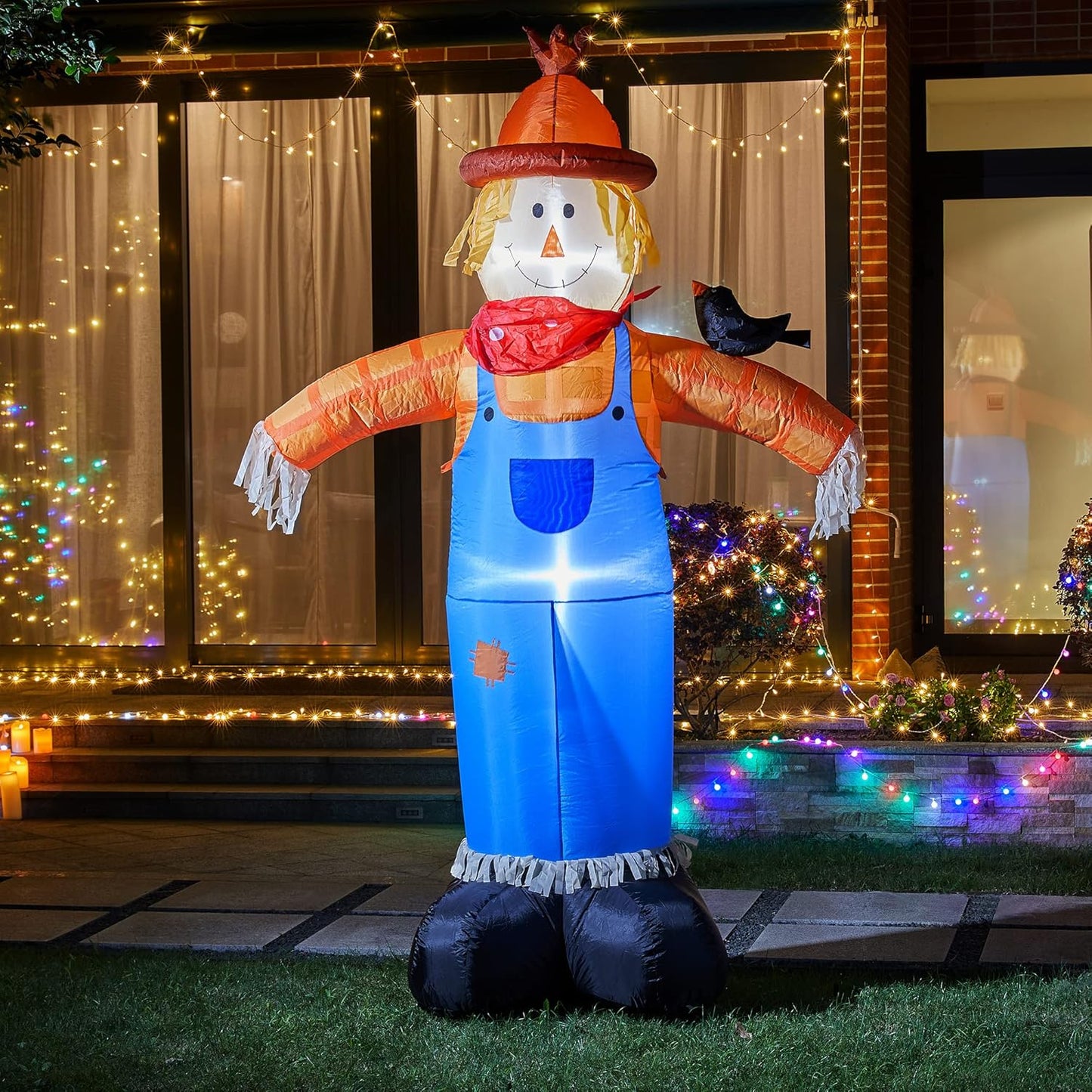 9FT Lighted Inflatable Scarecrow Decor for Fall & Harvest Fun