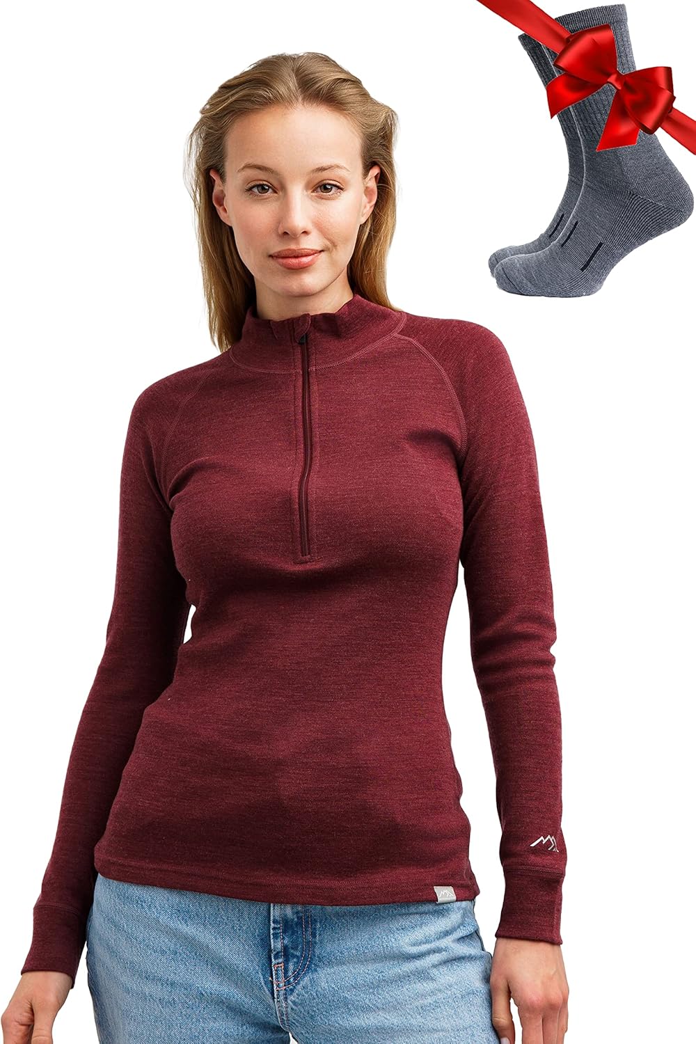 Merino Wool Base Layer Women - 100% Merino Half Zip Sweater