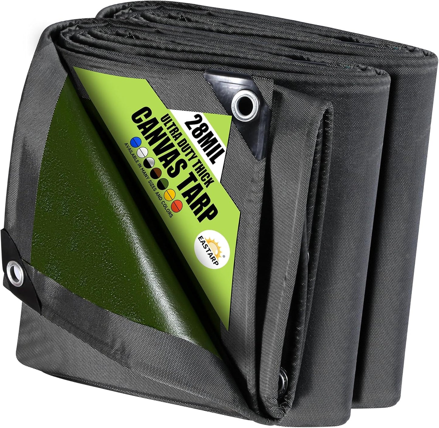 10x12 FT Black Ultra-Heavy Duty Waterproof Canvas Tarpaulin