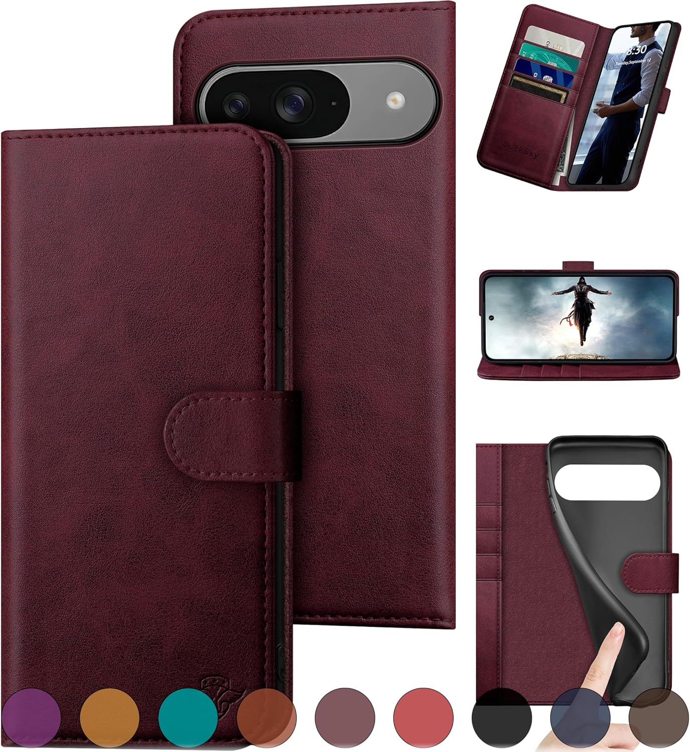 Genuine Leather Wallet Case for Google Pixel 9 5G & Pro Models