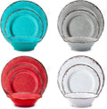 Melamine Dinnerware Set Service for 4 - 12-Piece Rustic Unbreakable
