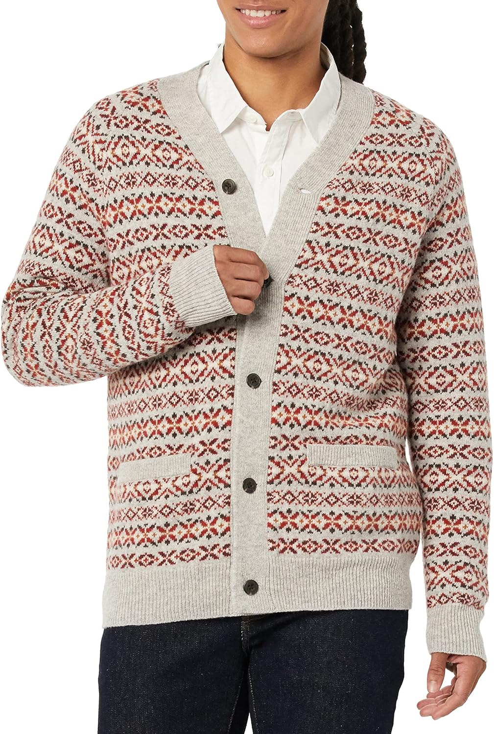 Comfortable Lambs Wool V-Neck Cardigan Sweater for Men