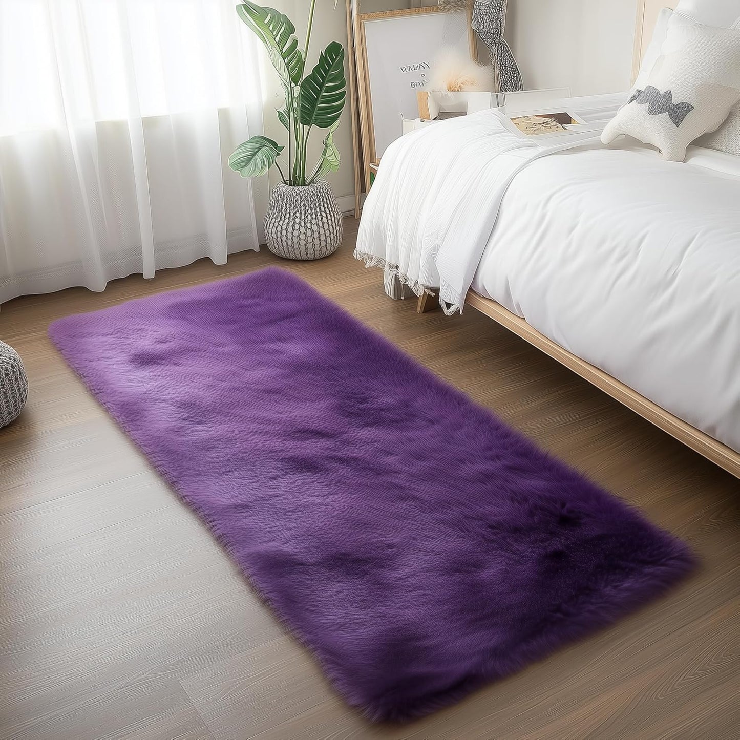 Goolela Fluffy Rug Runners 2x6 Purple Rug for Cozy Spaces