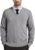 Kallspin Men's Wool Blend V-Neck Sweater Relax Fit - Warm Everyday