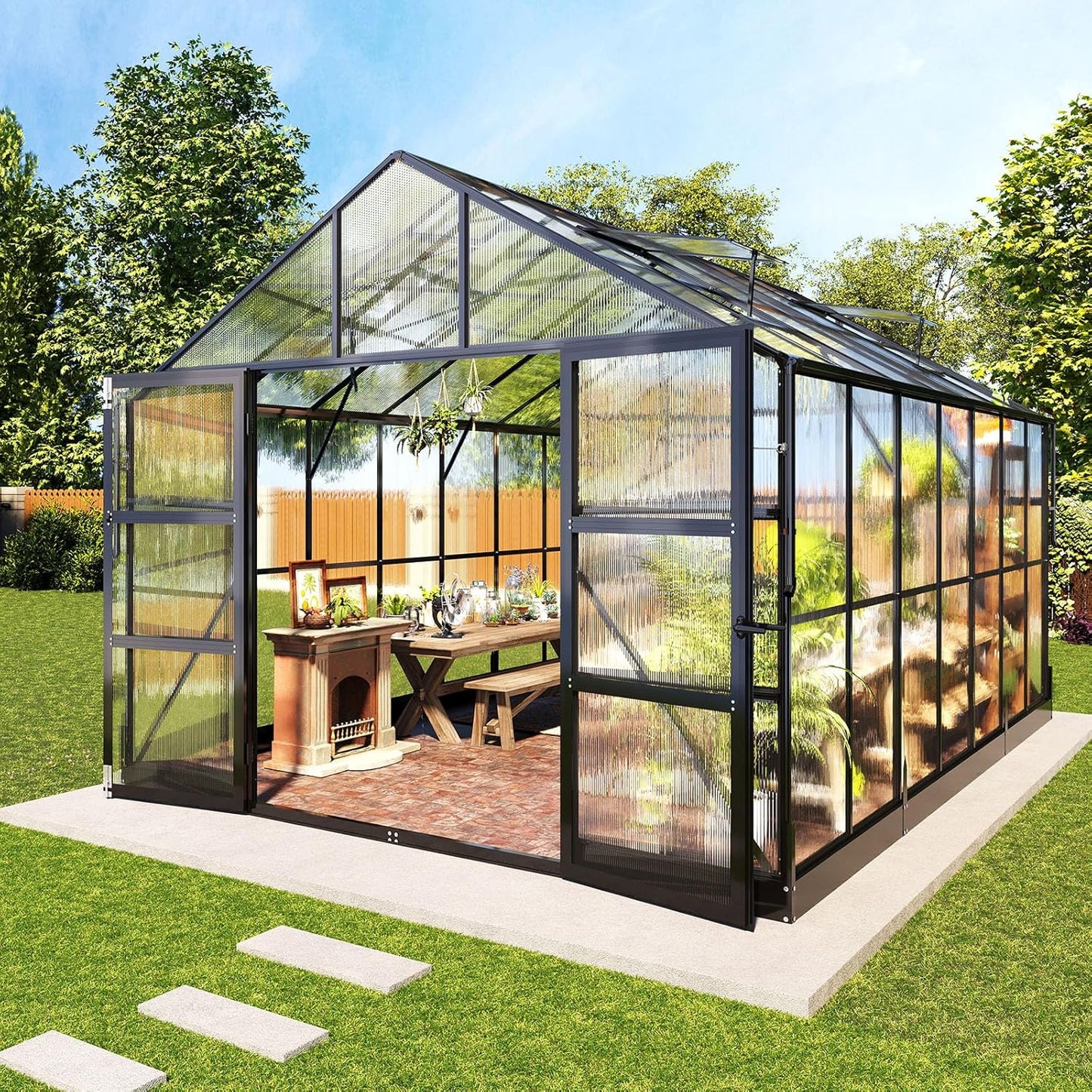 AMERLIFE 10x14 Polycarbonate Greenhouse: Heavy Duty & Ventilated