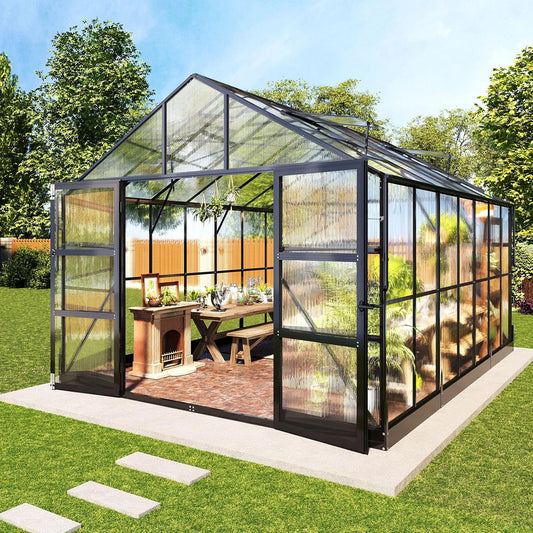 AMERLIFE 10x14 Polycarbonate Greenhouse: Heavy Duty & Ventilated