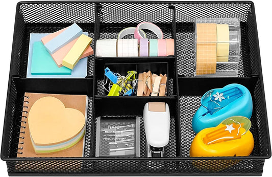 CAXXA 3 Slot Desk Drawer Organizer - Black