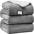 Fleece Blanket Queen Size 90x90 - Soft Sherpa Reversible Throw