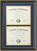 Double Diploma Frame for Two 8.5x11 in Documents - Navy Mat with Gold
