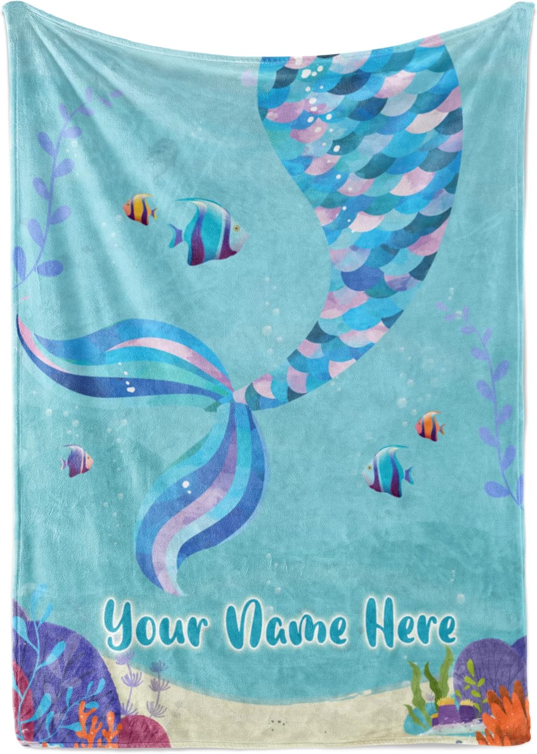 Personalized Mermaid Blanket for Girls | Custom Plush Gifts