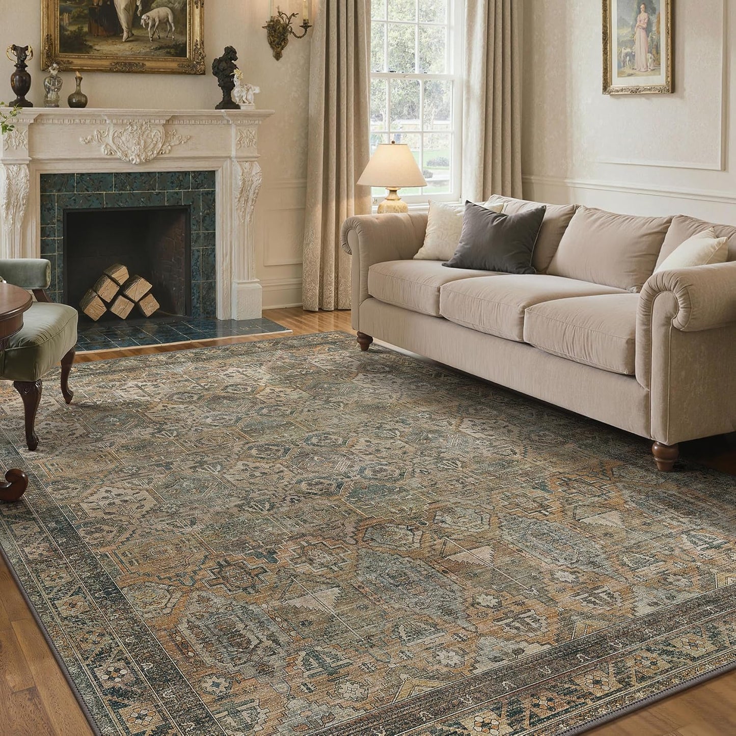 GENIMO 4x6 Area Rugs for Living Room, Vintage Non Slip Design