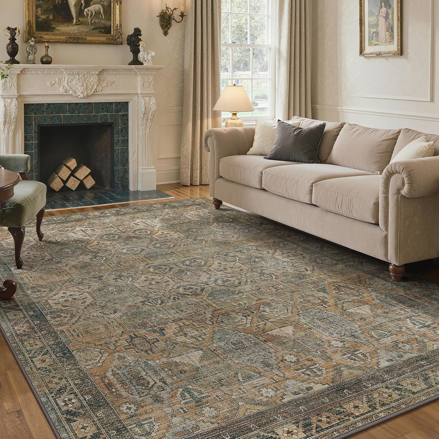 GENIMO 4x6 Area Rugs for Living Room, Vintage Non Slip Design