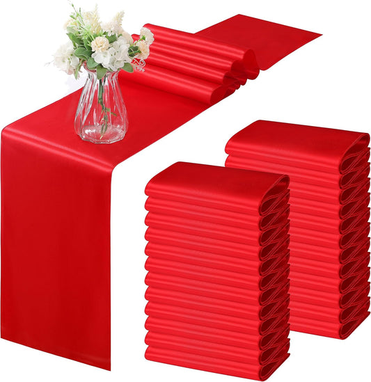 Elegant Red Satin Table Runner 12 x 108 Inch for Parties