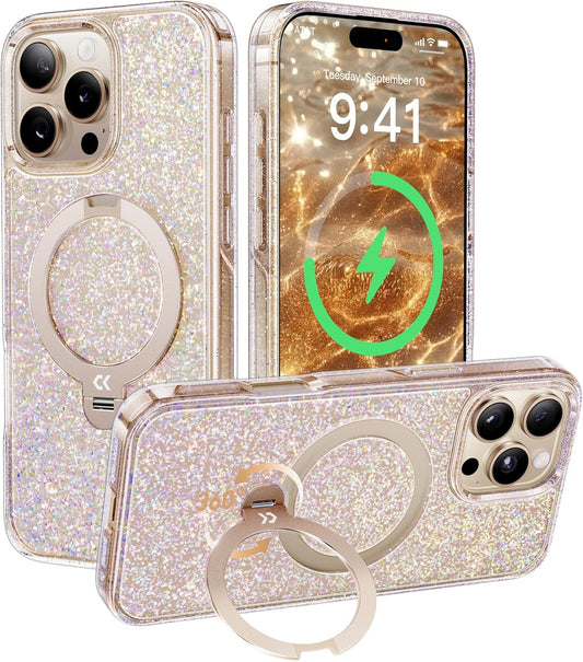 CASEKOO Bold Glitter 360 Spin Stand for iPhone 16 Pro Max