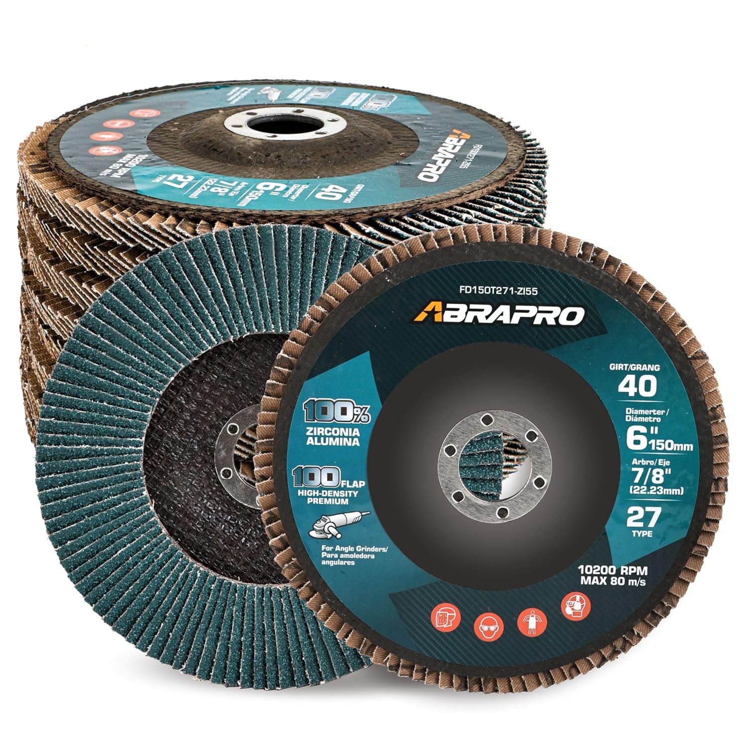 10 Pack 6in x 7/8in Flap Discs for Metal and Wood Finishing