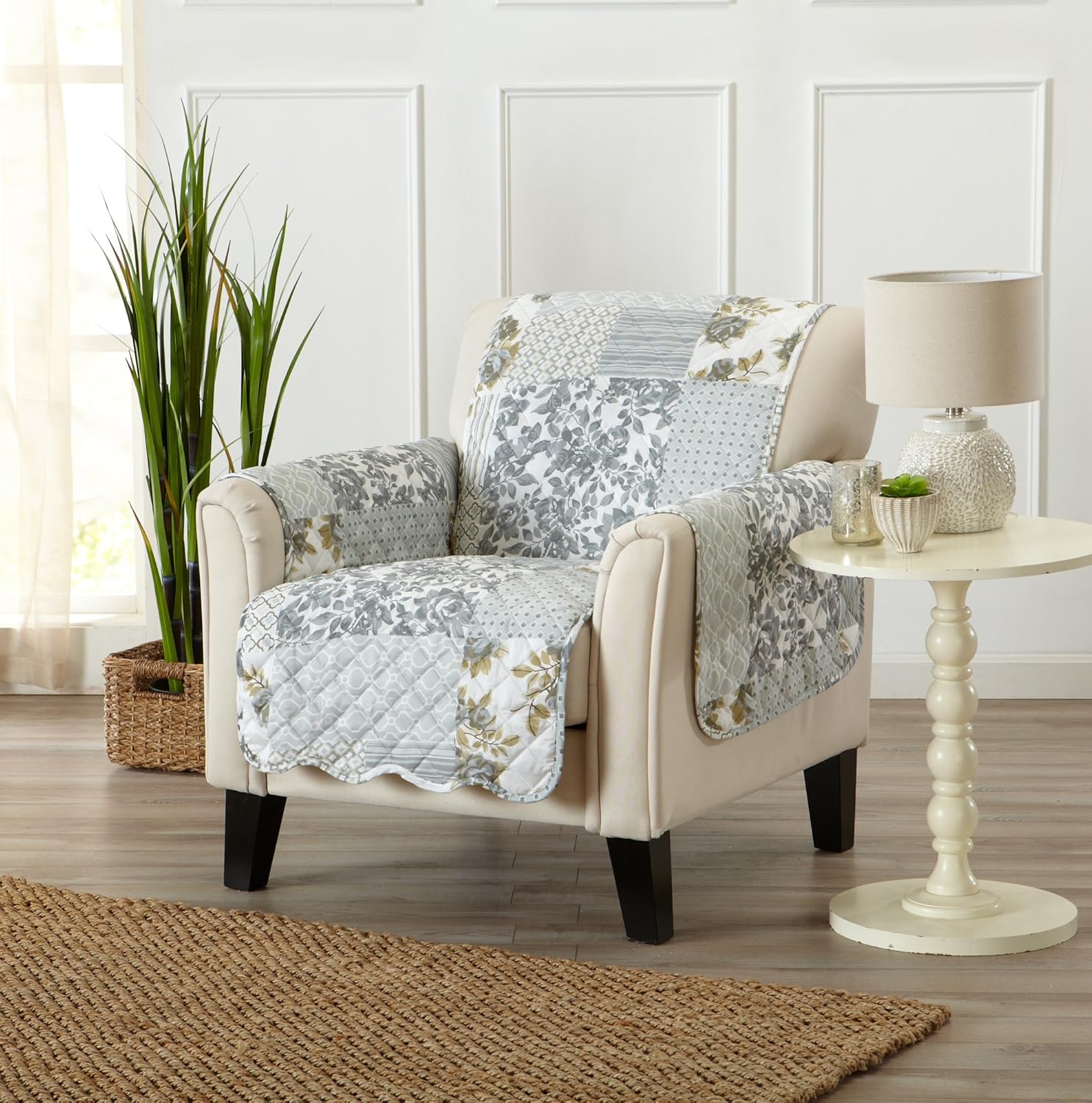Reversible Patchwork Chair Cover - Washable Furniture Protector