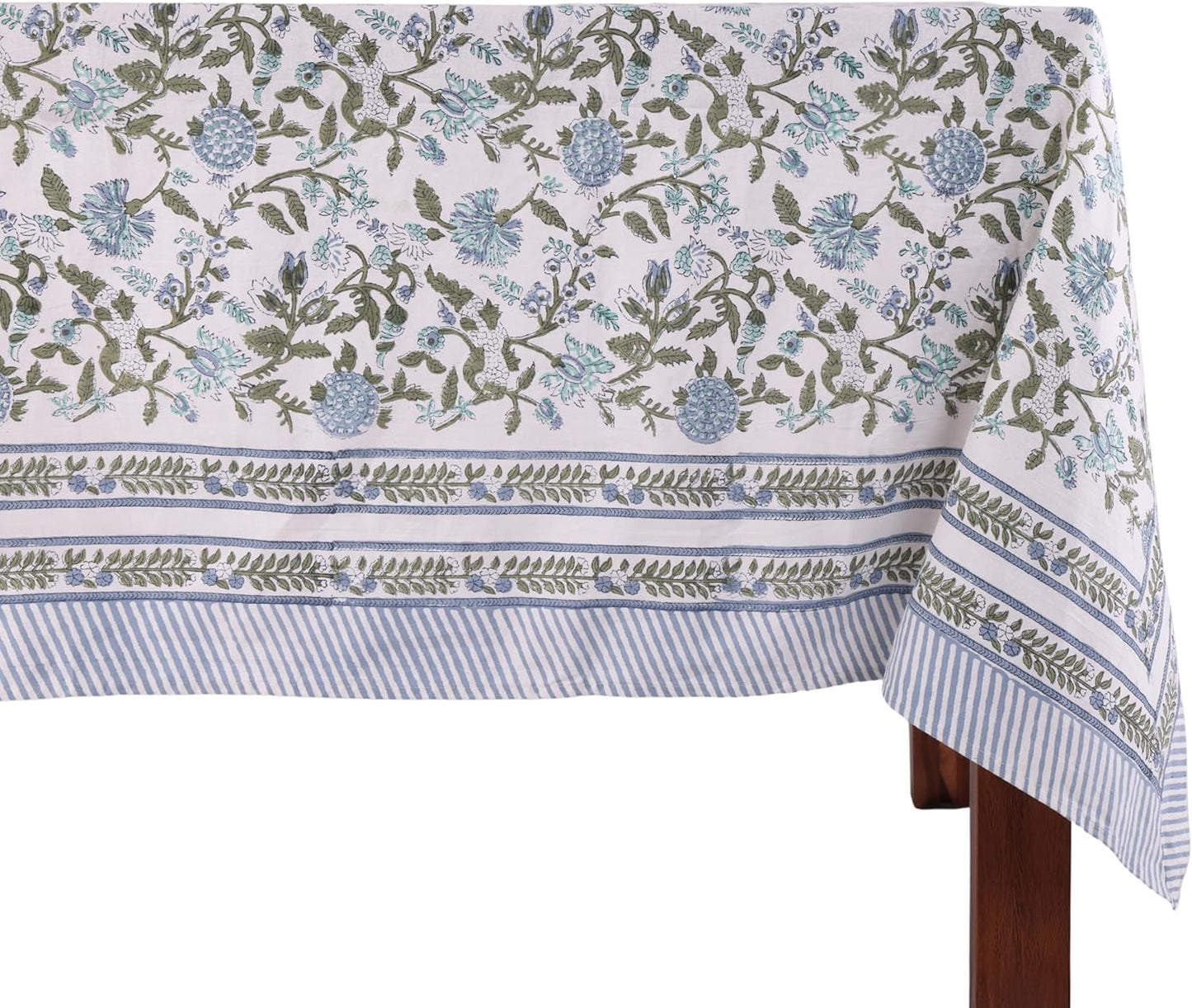 Mahoka Blue 100% Cotton Square Tablecloth for Dining Events
