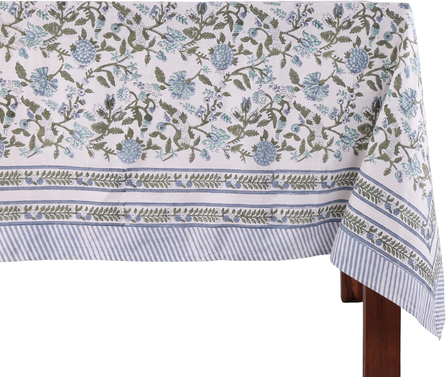 Mahoka Blue 100% Cotton Square Tablecloth for Dining Events