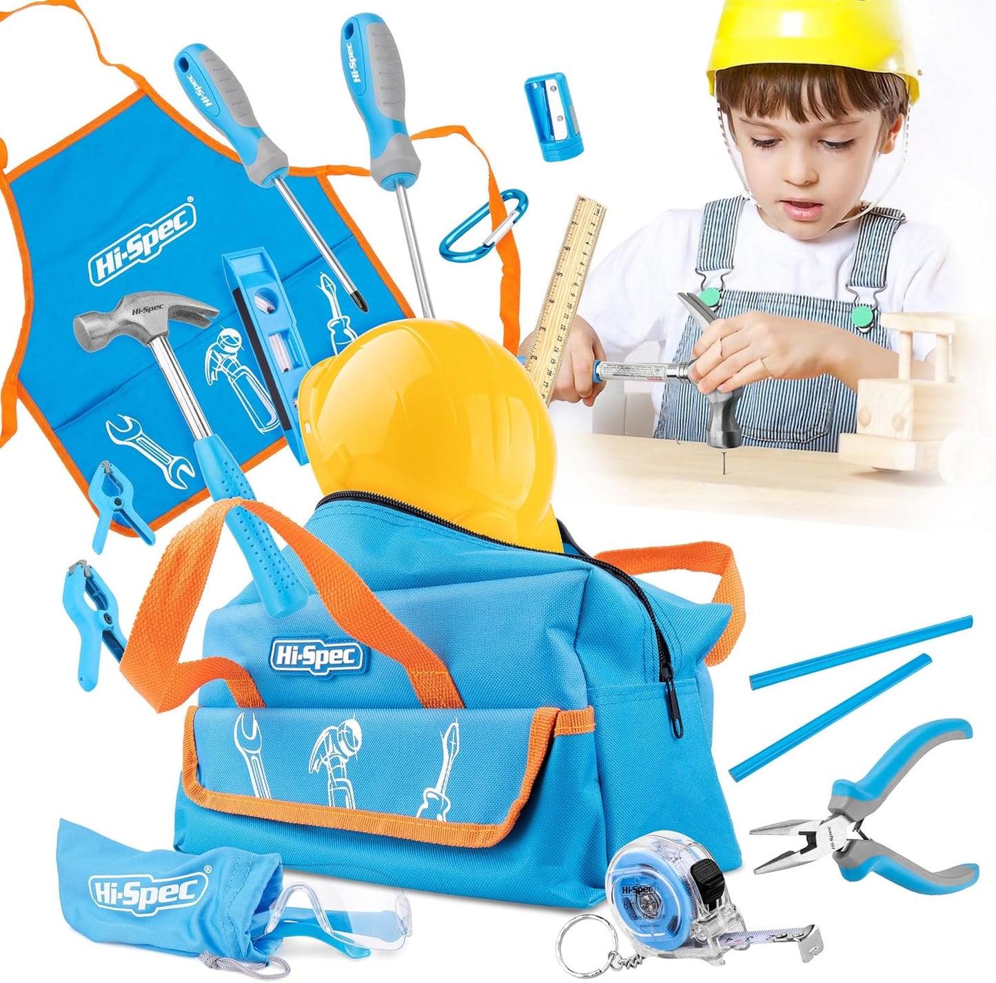 Hi-Spec 18pc Blue Kids Tool Kit Set for Young DIYers Fun