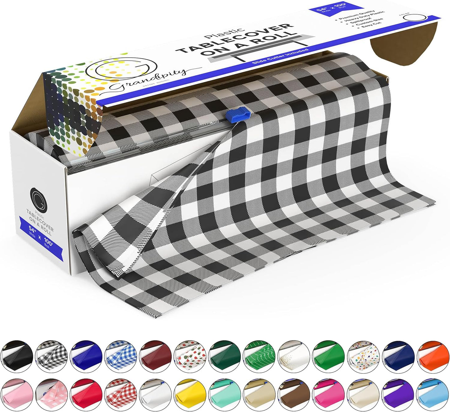 Grandipity Plastic Tablecloth Roll - Versatile 54in x 100ft Cover