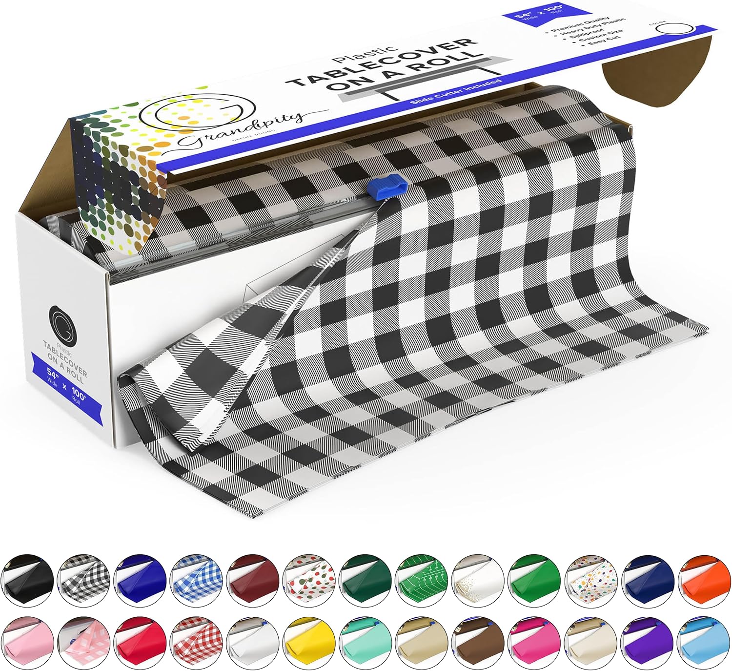 Grandipity Plastic Tablecloth Roll - Versatile 54in x 100ft Cover