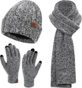 Fleece-Lined Winter Hat, Gloves, Scarf Set - Stay Cozy in Style!