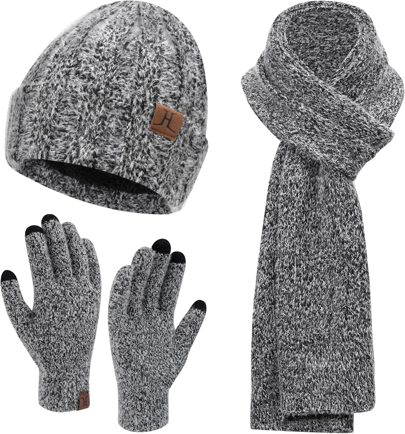 Fleece-Lined Winter Hat, Gloves, Scarf Set - Stay Cozy in Style!