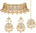Aheli Elegant Indian Faux Kundan Studded Choker Necklace with Maang