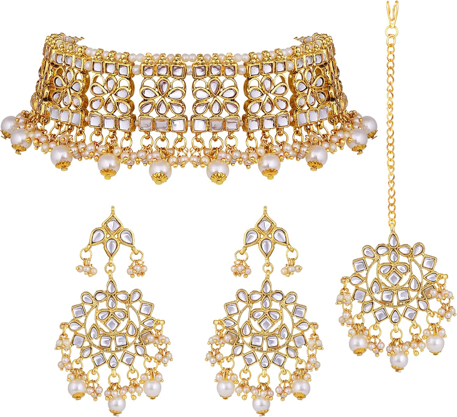 Elegant Indian Faux Kundan Choker Necklace Set for Women