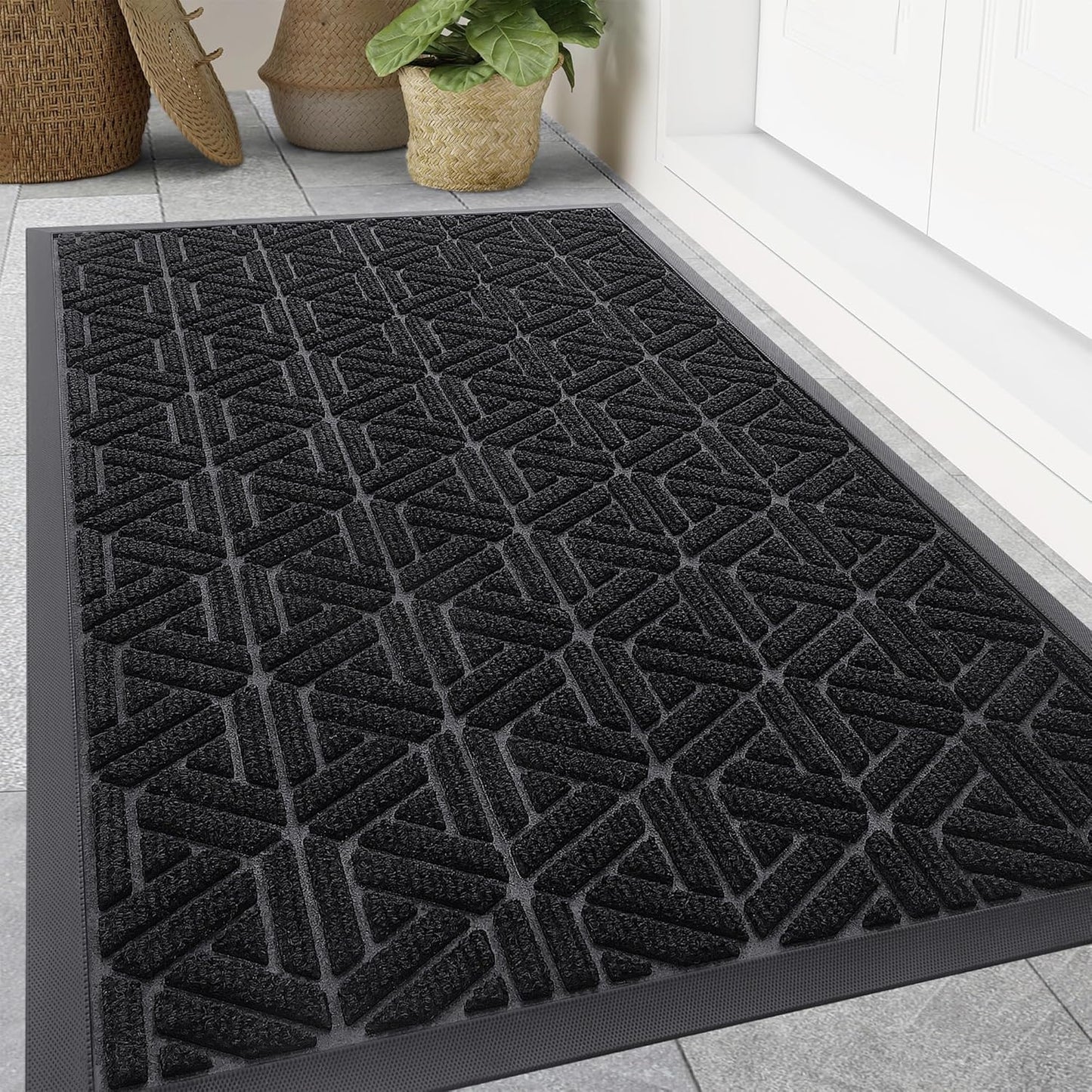 Smiry Heavy Duty Natural Rubber Doormat for Entrance, 47x32 in