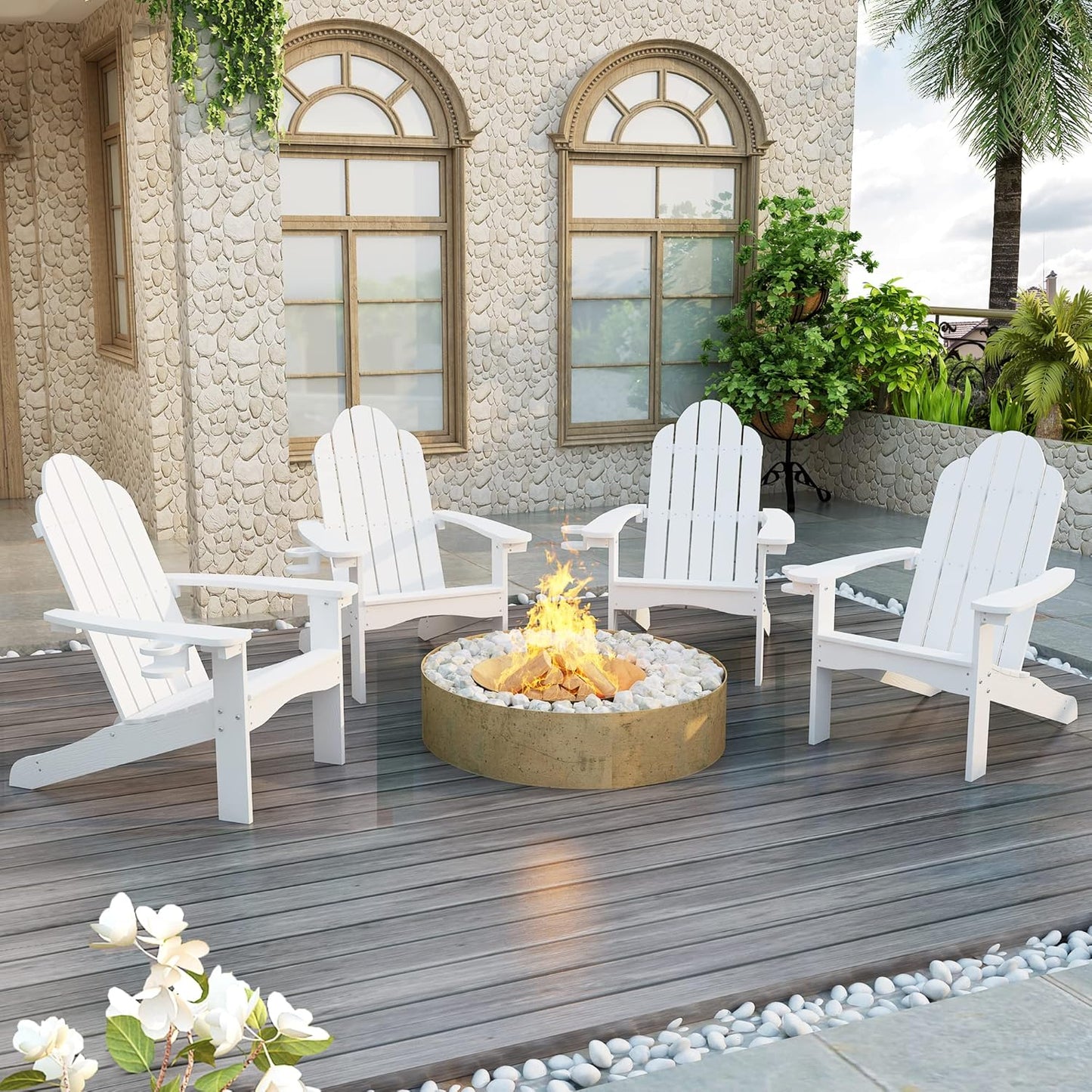 LUE BONA HDPS Adirondack Chairs for Outdoor Fire Pit Relaxation