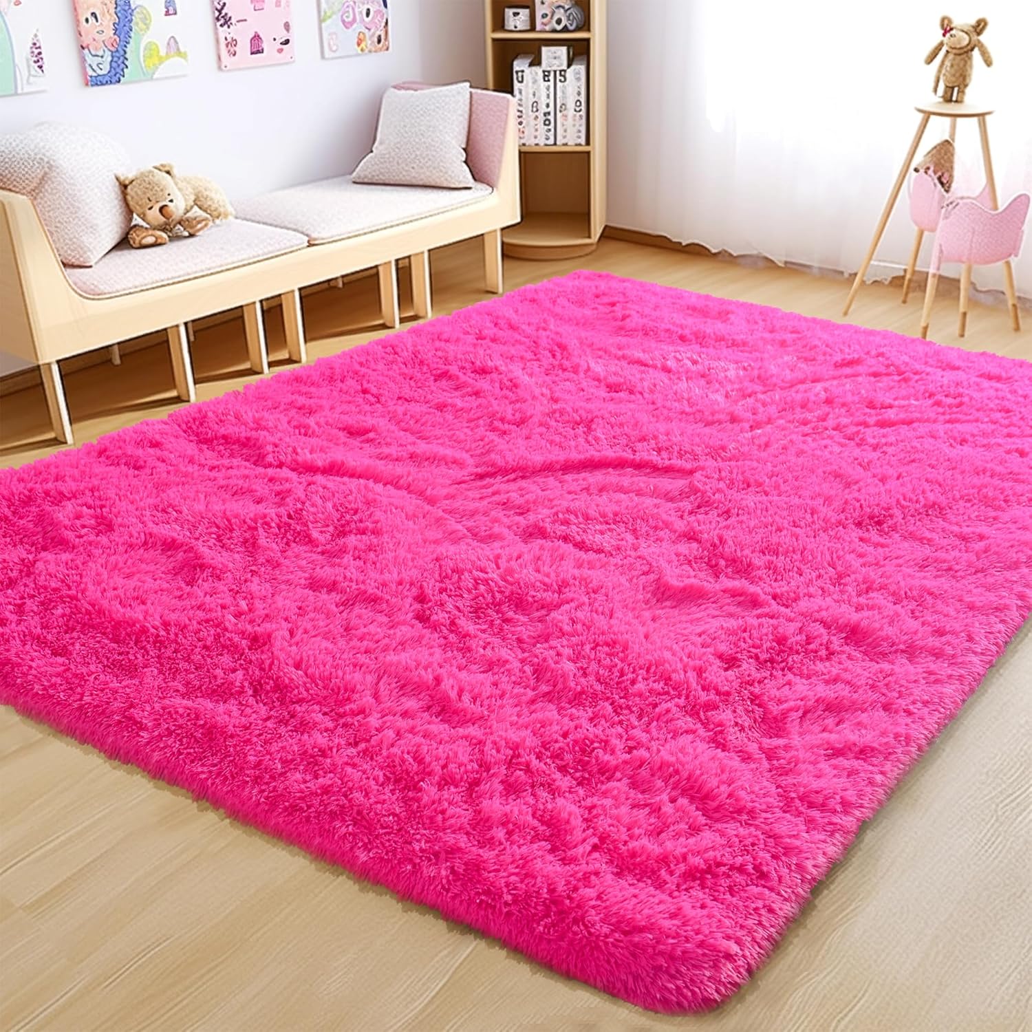 Fluffy Rug Stain Resistant 6x9 Feet for Teen Girls' Rooms