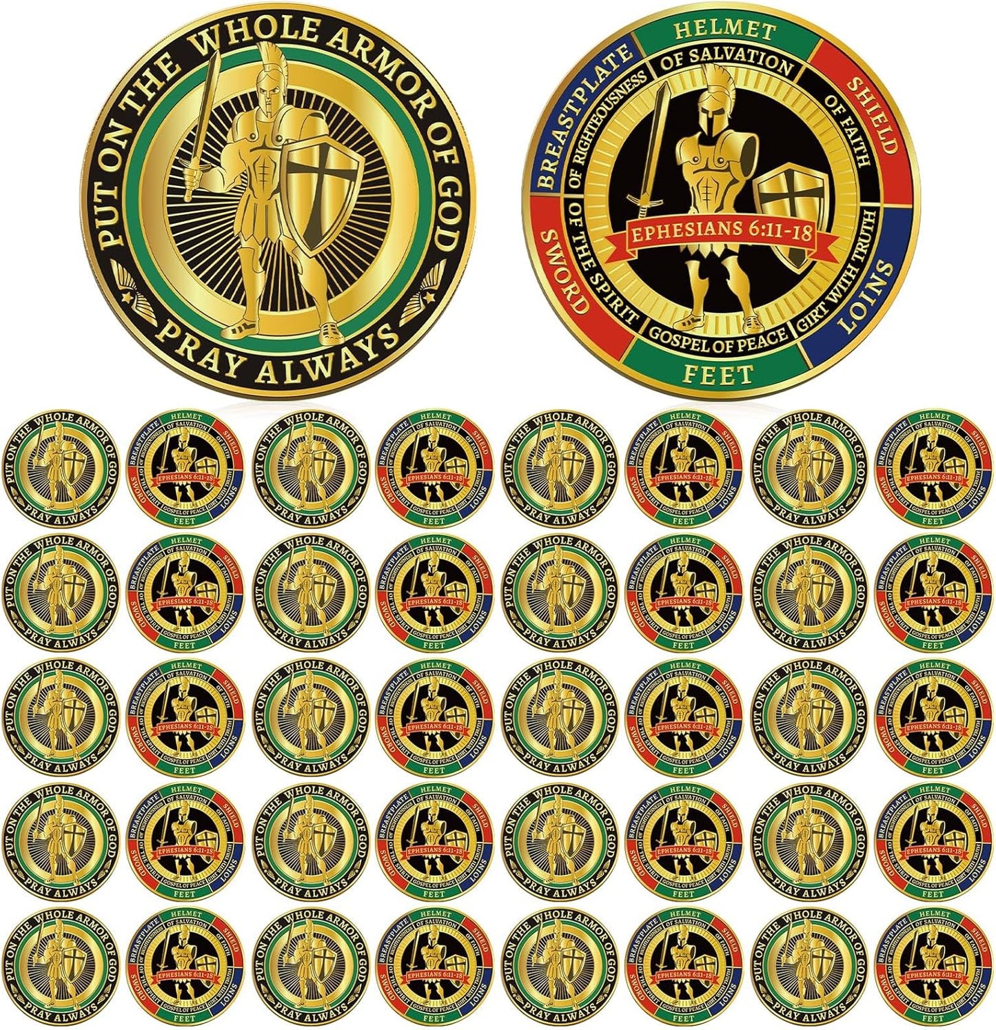 40 Pcs Put on The Whole Armor of God Coins for Faith Sharing