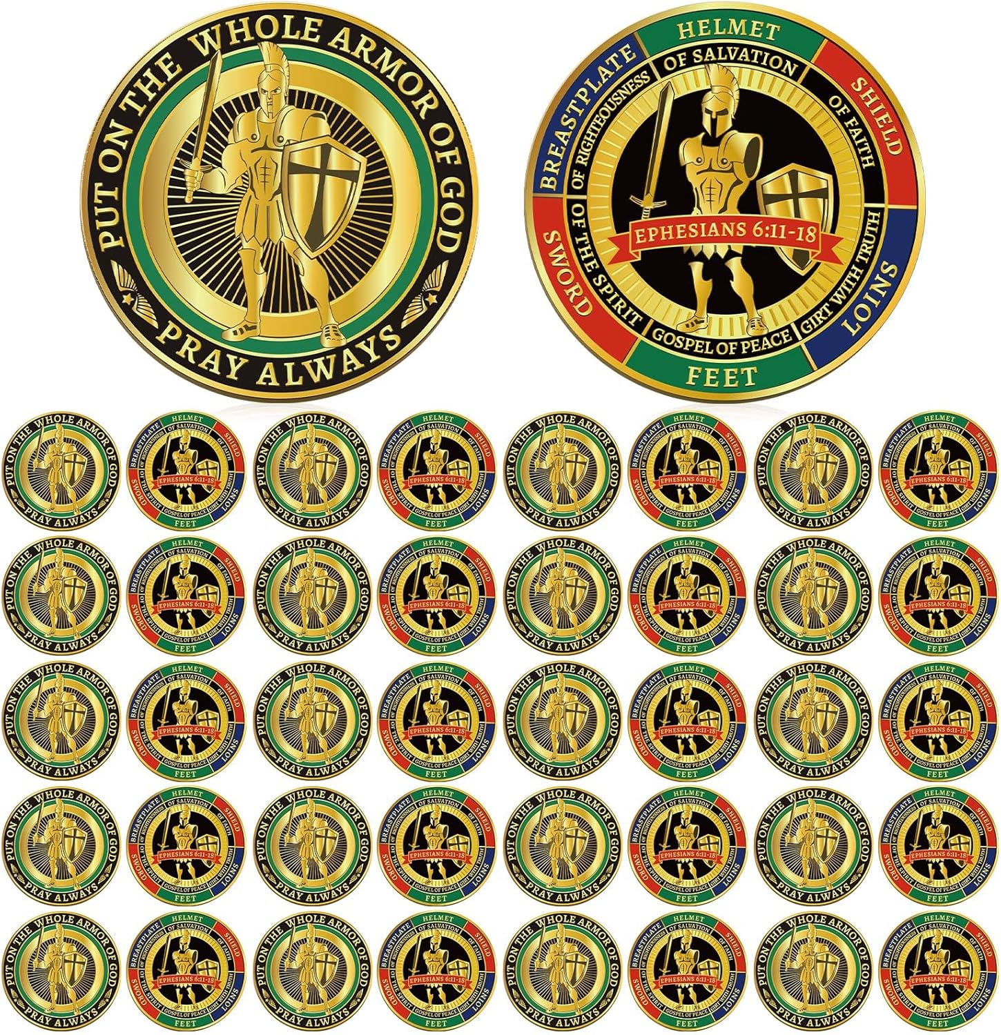 40 Pcs Put on The Whole Armor of God Coins for Faith Sharing