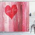 Love Shower Curtain Rustic Wooden Heart Print - Vibrant Valentine