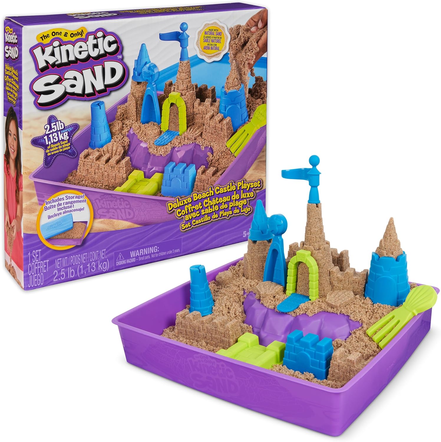 Kinetic Sand Beach Castle Deluxe Set - 2.5lbs Sand & Tools