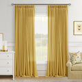 Farmhouse Mustard Yellow Linen Curtains for Living Room Style