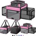 Expandable Pet Carrier 17x11x11 Pink - Top & Dual-Side Expand