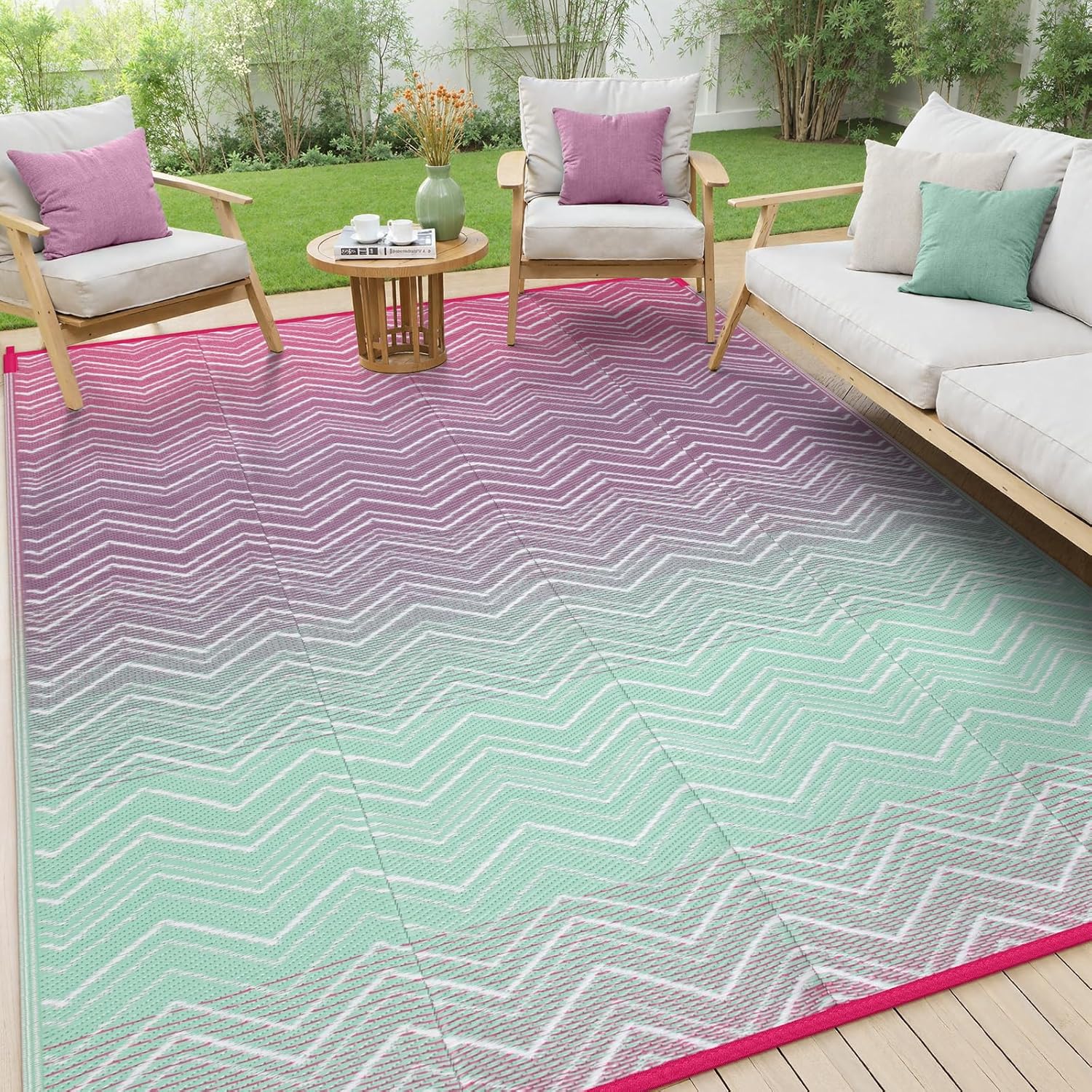 Lahome Outdoor Rugs 8x10 Waterproof for Patios and Decks