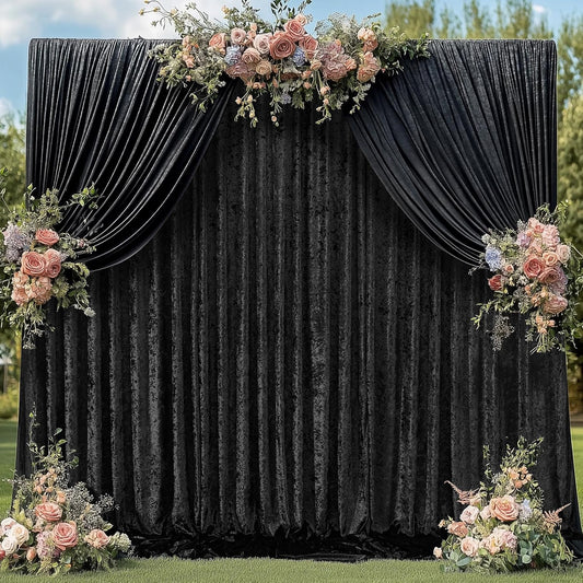 20ft x 10ft Wrinkle Free Black Velvet Backdrop for Events