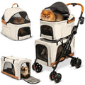 Double Pet Stroller with Detachable Carriers - Compact Comfort