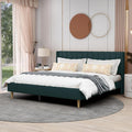 Upholstered Platform Bed Frame King Size with Headboard - Green Velvet