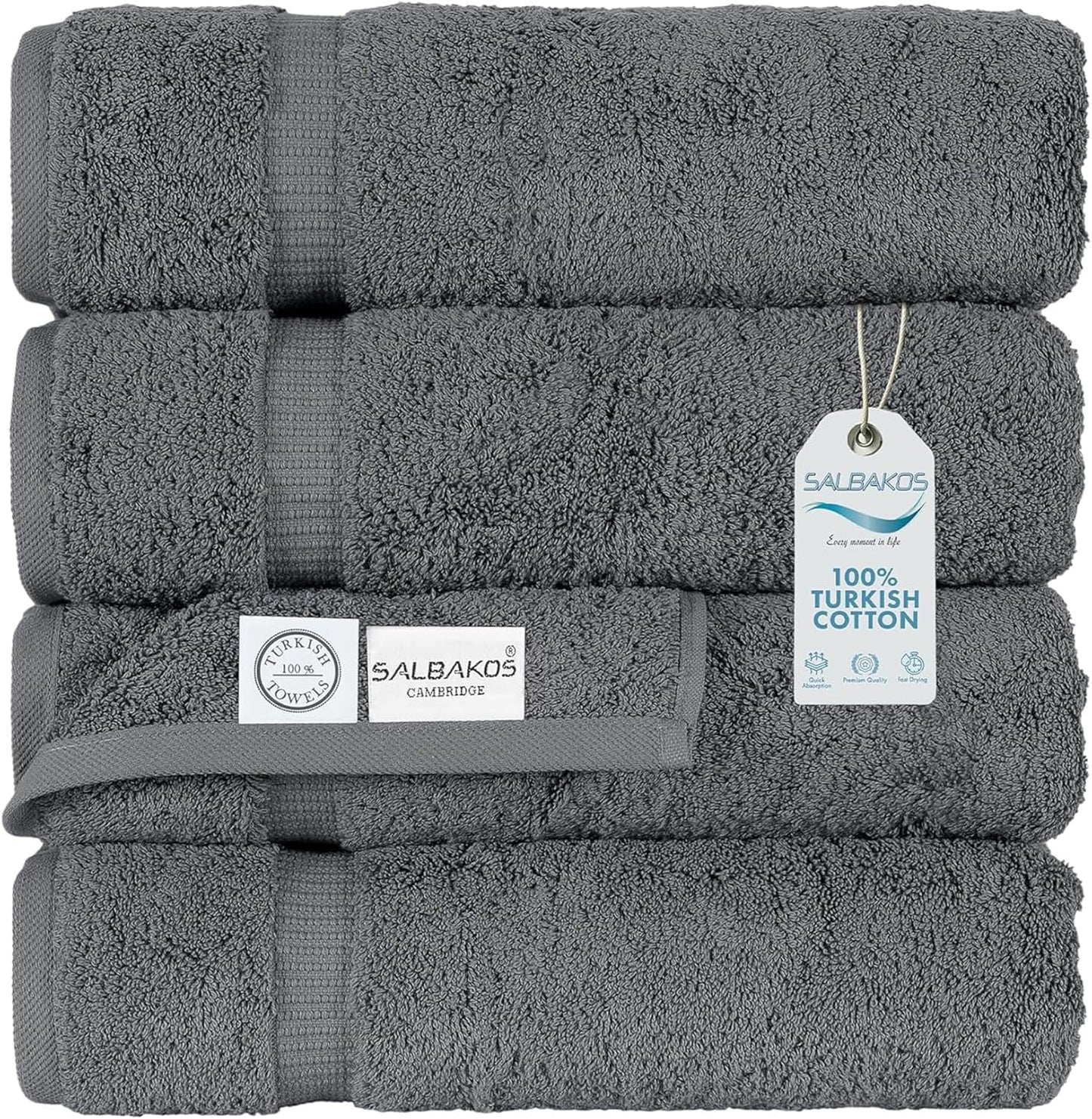 100% Turkish Cotton Bath Towel Set of 4 for Luxurious Comfort